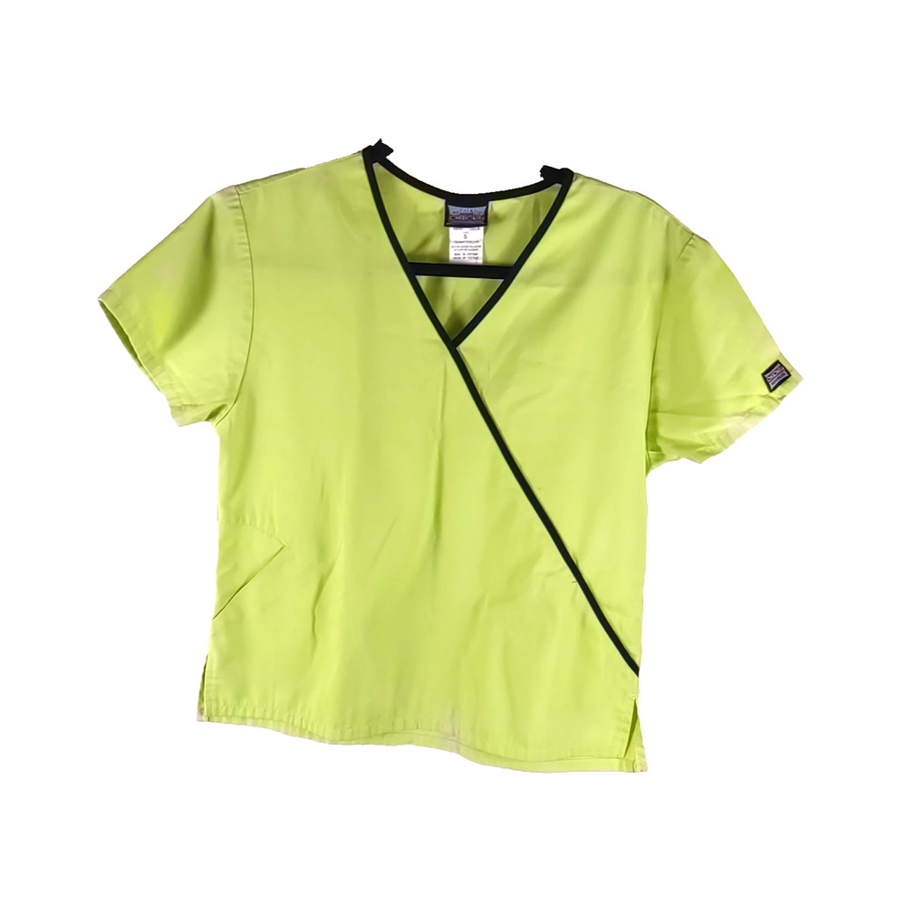 Cherokee Work Wear Women's Scrub Top Size Small Bright Lime Green Black Medical